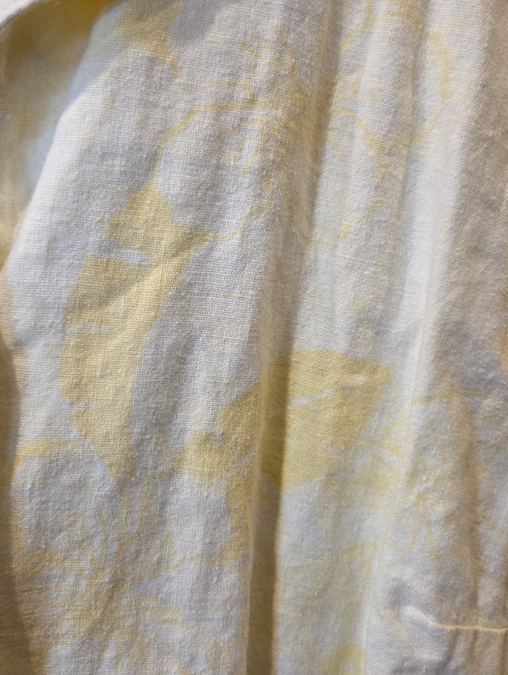 CJ Banks Plus Size 2X Yellow White Tropical Floral Linen Rayon Shirt Cottagecore